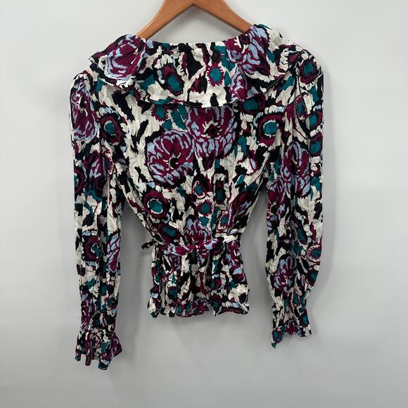 BA&SH NWT Evereve Gato Abstract Side Tie V-Neck Blouse // M - Picture 12 of 15